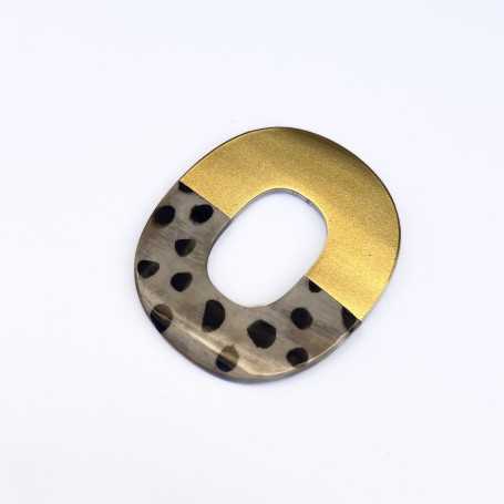 Pendentif ovale léopard et doré, vendu à la pièce, parfait pour monter en sautoir