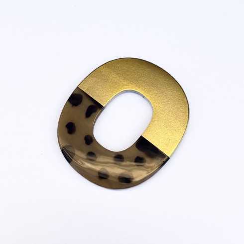 Pendentif ovale léopard et doré, vendu à la pièce, parfait pour monter en sautoir