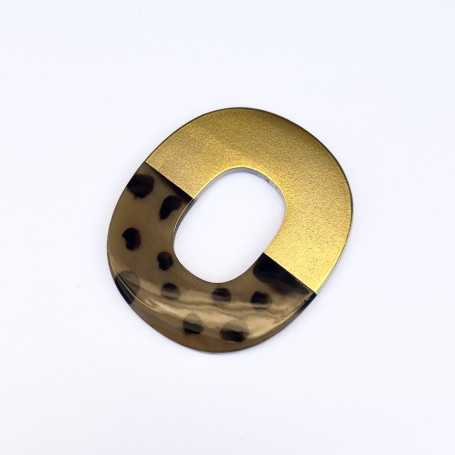Pendentif ovale léopard et doré, vendu à la pièce, parfait pour monter en sautoir