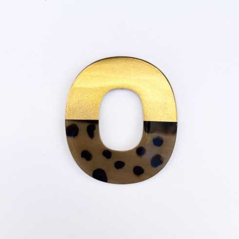 Pendentif ovale léopard et doré, vendu à la pièce, parfait pour monter en sautoir