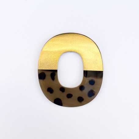 Pendentif ovale léopard et doré, vendu à la pièce, parfait pour monter en sautoir