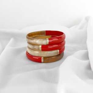 Jonc rond en corne de buffle laquée section ronde 6 mm, moitié 1 couleur moitié naturelle. grossiste et créateur de b 2