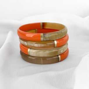 Jonc rond en corne de buffle laquée section ronde 6 mm, moitié 1 couleur moitié naturelle. grossiste et créateur de b