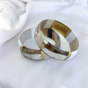 Manchette 20mm en corne de buffle multicolores | belles combinaisons de couleur kaki beige prune orange | vendu à l'unité 2