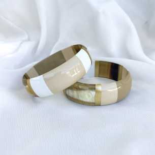 Manchette 20mm en corne de buffle multicolores | belles combinaisons de couleur kaki beige prune orange | vendu à l'unité